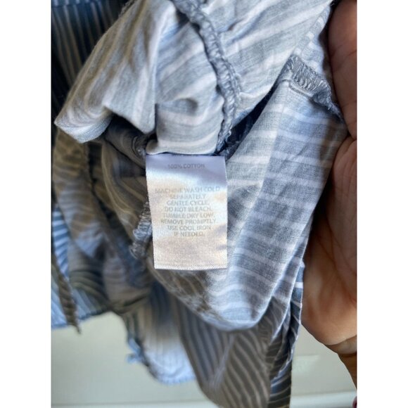 Derek Heart 3X Blue White Striped Cotton Tiered Shirt Dress Button Front Collare - Picture 6 of 6